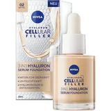 NIVEA 3in1 Hyaluron Serum Foundation mittel (30 ml), Anti-Age Make-up für eine jünger aussehende Haut, feuchtigkeitsspendend und verleiht einen natürlich-ebenmäßigen Teint