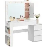VASAGLE Schminktisch mit LED-Beleuchtung und Spiegel wolkenweiß