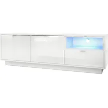 Vladon Metro Lowboard 153 x 48 cm Weiß Hochglanz Holzwerkstoff