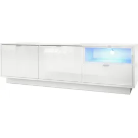 Vladon Metro Lowboard 153 x 48 cm Weiß Hochglanz Holzwerkstoff