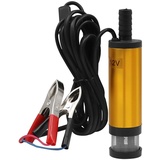 CGEAMDY 12V 38mm Dieselpumpe Ölpumpe, Tauchpumpen Mit Filter Mesh, 12L/Min Elektrisch Kraftstofftransferpumpe Wasserpumpe, Für KFZ, Auto, Caravan, Marine Boot(Gold)