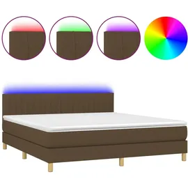 vidaXL Boxspringbett mit Matratze & LED Dunkelbraun 180x200 cm Stoff