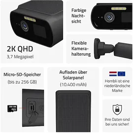 Hombli Solar Cam 2K Schwarz
