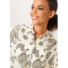 Aniston CASUAL Hemdbluse mit dekorativen Leoparden bedruckt Braun 38