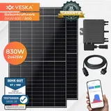 Balkonkraftwerk 830 W / 800 W Photovoltaik Solaranlage Steckerfertig WIFI Smarte Mini-PV Anlage 800 Watt, Schwarz