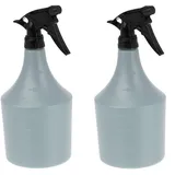 Relaxdays Sprühflasche 2er Set, 1 Liter, Düse Nebel & Strahl, Skala, nachfüllbar, Kunststoff, Zerstäuber, grau/schwarz