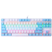 87 Tasten Kabelgebundene mechanische Tastatur Mechanische Tastatur mit gemischtem Licht und mechanischem blauen Schalter Aufhaengungstaste Weiss + ...