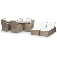 vidaXL 9-tlg Garten-Essgruppe Poly Rattan Braun Modell 5