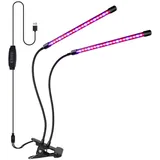 BlingBin Pflanzenlampe LED Vollspektrum Wachstumslampen für Zimmerpflanzen, Pflanzenlicht, Clip-On, 360 ° verstellbare, LED fest integriert, blau, rot, blau und rot (violett), Pflanzenleuchte, Grow Light mit 5 Stufen Dimmbar, 3/9/12 H Auto Timer schwarz