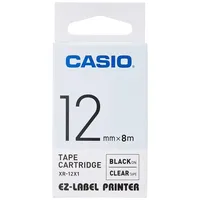 Casio XR-12 X 12 mm schwarz auf transparent