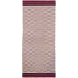 Jute & Co. Firenze Handgewebter Teppich, 100% Baumwolle, Weiß/Rot, 140 x 60 x 0,5 cm