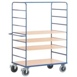 ROLLCART Hoher Etagenwagen 100x70 cm Holz-Ladefläche blau, 120x188x70 cm