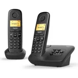 Gigaset A 270 A DUO, Analoges/DECT-Telefon, Kabelgebundenes Mobilteil, Freisprecheinrichtung, 80 Eintragungen, Anrufer-Identifikation, Schwarz - Schwarz