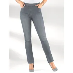 Schlupfjeans INSPIRATIONEN, Damen, Gr. 225, Extrakurzgrößen, grau (grau, denim), 78% Baumwolle, 20% Polyester, 2% Elasthan, unifarben, lang, Jeans