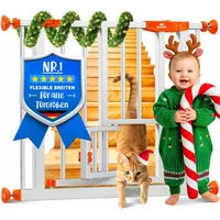 Kesser Kidiz® Absperrgitter zum Klemmen mit Katzenklappe, Türschutzgitter, Autoclose Kinder Treppengitter ohne Bohren 90° Stopp Schutz, schwenkbar, Treppenschutzgitter