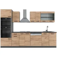 Vicco Küchenzeile R-Line 300 cm Goldkraft Eiche/Anthrazit