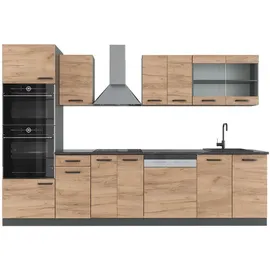 Vicco Küchenzeile R-Line 300 cm Goldkraft Eiche/Anthrazit