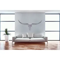 KADIMA DESIGN Bull Geweih L Wanddekoration 125cm breit Alu Aluminium silber Aluminiumdekoration Wand Geweih