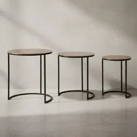 KADIMA DESIGN Satztisch Metall Rund, 3er Set, Aluminium Gold/Schwarz. | Gr.: onesize