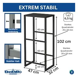 DanDiBo Ambiente DanDiBo Getränkekistenregal 2 Kisten mit Ablage Schmal Metall Stehend 96541 Getränkekistenhalter 100 cm Getränkekistenständer Flaschenkistenregal