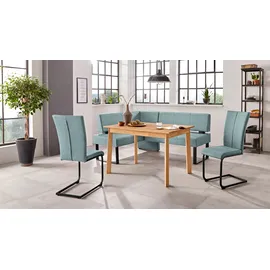 OTTO home Eckbank OTTO HOME "Oliver mit Metallgestell, Küchenbank", blau (hellblau (fantasy 8214), schwarz), B:220cm H:89cm T:160cm, Holzwerkstoff, Massivholz, Polyester, Sitzbänke, Eckbank, verschiedene Bezüge Cord Esszimmerbank OTTOs Choice