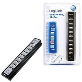 Logilink USB 2.0 Hub 10-Port inkl. Netzteil und LED Aktivitätsanzeige