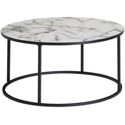 KADIMA DESIGN Runder Couchtisch Marmor-Optik, Modernes Design, 80 cm Durchmesser
