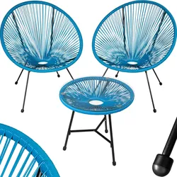 tectake® 2 Gartenstühle Santana mit Tisch, Retro-Design im Acapulco-Stil, UV-beständig, Belastbarkeit Stuhl 120 kg