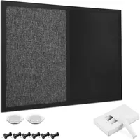 Navaris Kombitafel aus Pinnwand und Magnettafel - Memoboard 60x45 cm mit magnetischer Kreidetafel und Stoff - Magnet Pinwand - inkl. Magnete Pins