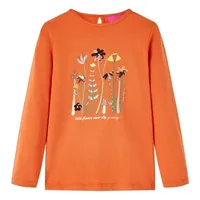 vidaXL Kinder Langarmshirt mit Blumenmuster Langarm T-Shirt Jungen Dunkelorange 128 - 128 (7-8 J)