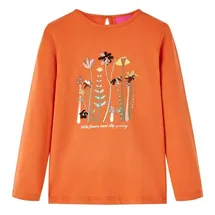 vidaXL Kinder Langarmshirt mit Blumenmuster Langarm T-Shirt Jungen Dunkelorange 128 - 128 (7-8 J)