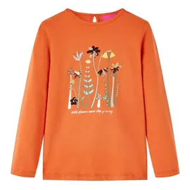 vidaXL Kinder Langarmshirt mit Blumenmuster Langarm T-Shirt Jungen Dunkelorange 128 - 128 (7-8 J)