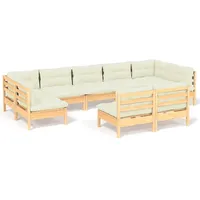 vidaXL Garten-Lounge-Set 9-tlg. creme Kiefer