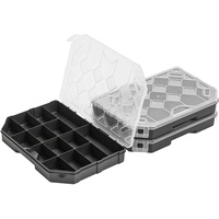 3x Sortimentskasten Kleinteilemagazin – 195 x 284 x 40 mm - Sortierkasten mit Transparent Deckel Sortierkoffer Werkzeugbox Sortimentskoffer