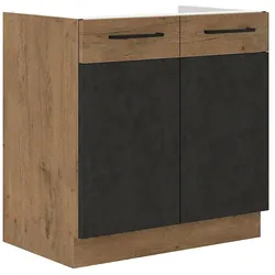 Vigo Spülenschrank 80cm Eiche Lancelot Matera Grau Küchenzeile Küchenblock Küche