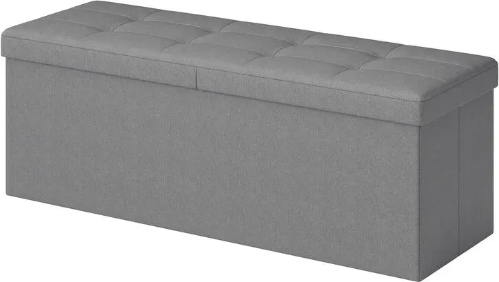 Ochama Sitzbank mit Stauraum, klappbare Sitztruhe, Aufbewahrungsbox, 38 x 110 x 38 cm, Deckel klappbar, bis 300 kg belastbar, aschgrau