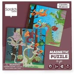 SCRATCH Puzzle Reise-Magnetpuzzle Drachen 20 Teile, Puzzleteile