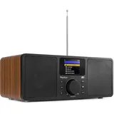 Audizio Rome, DAB Plus und Internetradio mit Bluetooth, WLAN LAN, Fernbedienung, Line-in, Line-Out, 2 x 25 Watt Stereo-Lautsprecher, UKW, 99 Speicherplätze, Alarm, Sleeptimer - Holz Braun