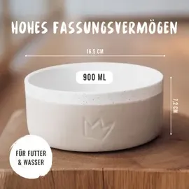 Rudelkönig Keramiknapf 900ml - Rutschfester Hundenapf beige 2x