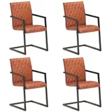 vidaXL Freischwinger Leder braun 4er Set