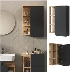 Vicco Hängeschrank Karen Sonoma Anthrazit 50 x 75 cm Tür offene Fächer