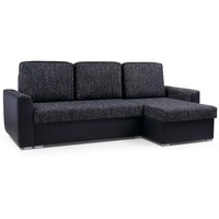 MOEBLO Ecksofa SILVA, Eckcouch mit Bettfunktion Couch L-Form Polstergarnitur Wohnlandschaft Polstersofa mit Universelle Ottomane Couchgranitur Sofa, mit Schlaffunktion und Bettkasten, - (BxHxT): 237x89x90 cm schwarz