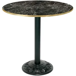 Restootab Tisch Bistrot-Stil Ø70cm - Modell Marmor Glänzend mit messingfarbenen Kanten
