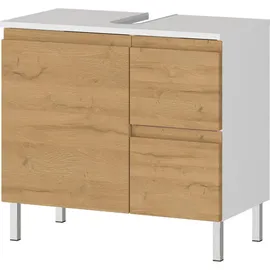 KADIMA DESIGN Waschbeckenunterschrank 60 x 56 cm Weiß und Eiche Grandson