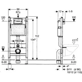 Geberit Duofix Element für Wand-WC, 112cm, mit Sigma Spülkasten