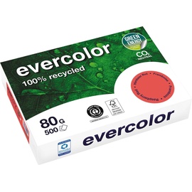 Clairefontaine Recyclingpapier Evercolor himbeerrot, A4 80 g/qm, 500 Blatt