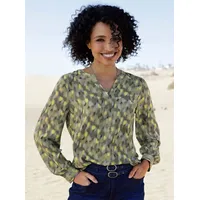 Heine Schlupfbluse in khaki-beige-bedruckt | Gr.: 40,