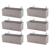 DIKEL - Blumentopf 6er-Set - Kräutertopf, Pflanzkübel, Blumentopf hängend - 50 cm - mit Bewässerungssystem - Balkon - Pflanzkübel Groß Außen, Rattan Optik - Lang - Mokka x 6 Stück