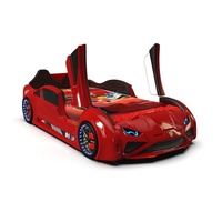Möbel-Zeit Autobett Kinderbett Autobett Lambo Model mit Flügeltüren, Beleuchtung und Sound rot