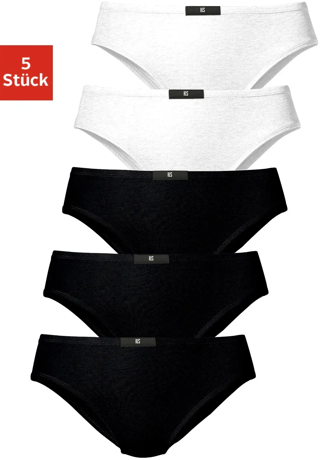 Slip H.I.S, Damen, Gr. 46, schwarz-weiß (schwarz, weiß), Jersey, Obermaterial: 95% Baumwolle, 5% Elasthan, unifarben, körpernah, Unterhosen Slip, aus elastischer Baumwoll-Qualität